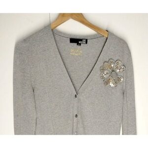 Moschino love Cardigan embellished Classic Cotton Long Gray SZ 6